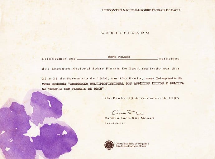 Certificado de Participação no I Encontro Bach 1990