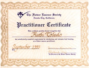 Ruth Toledo Altschuler's Flower Essence Practitioner Certificate